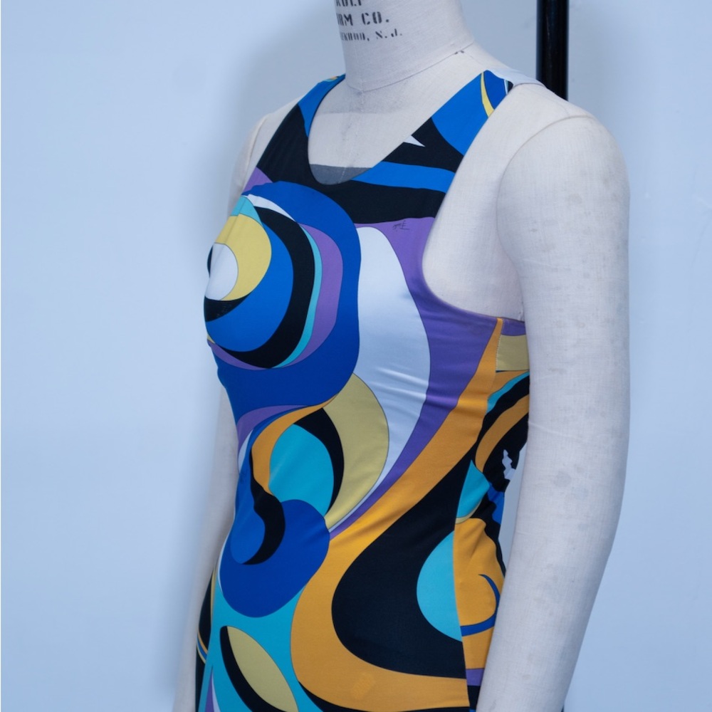 Emilio Pucci Blue and Yellow Abstract Tank Top - Picture 2 of 6